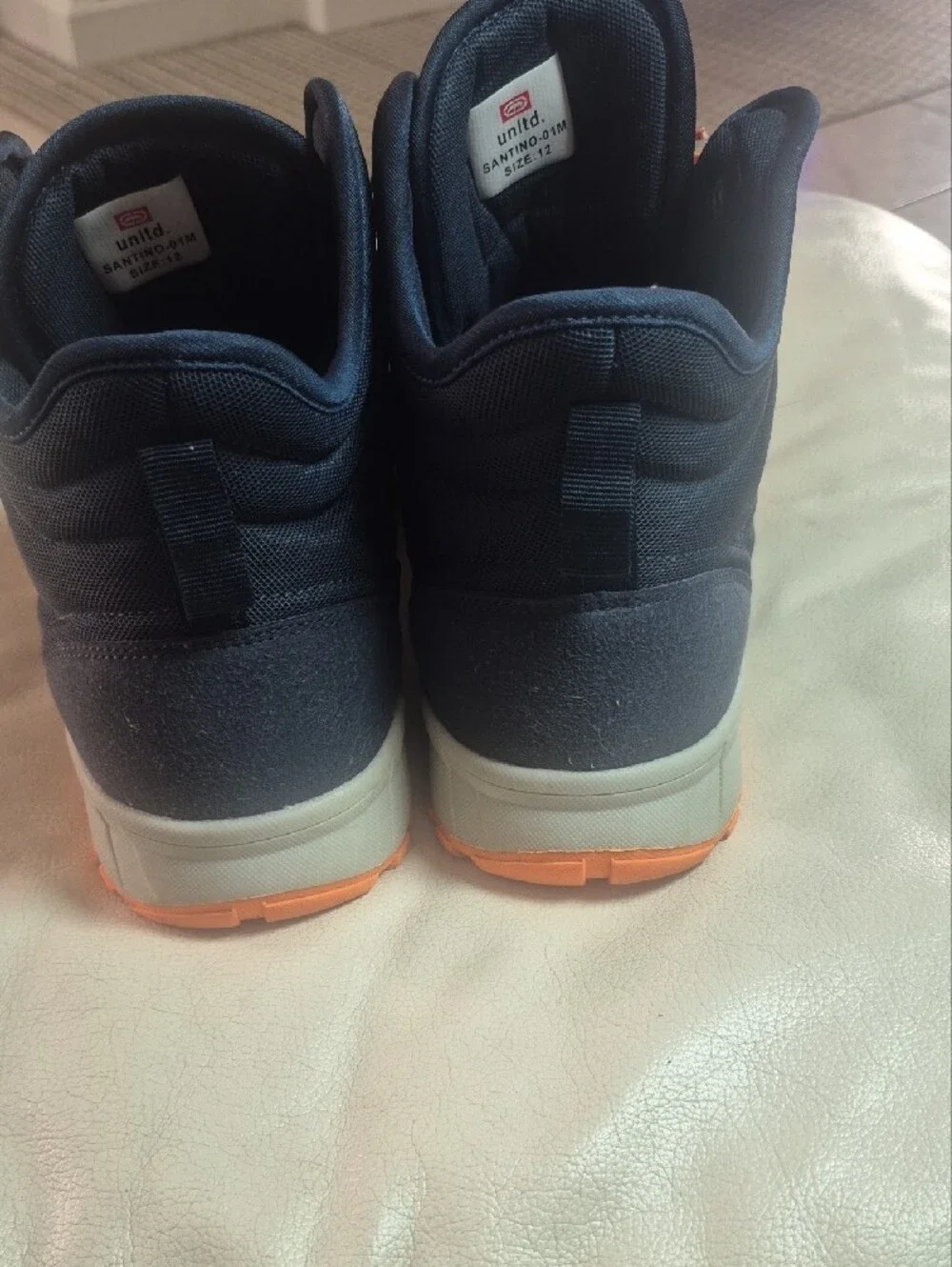 Men's Navy and Orange High-Top Outdoor Sneakers